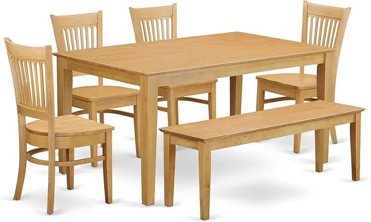 Ljustra 7 Piece Dining Table Set Rectangular Wooden Table 6 Chairs
