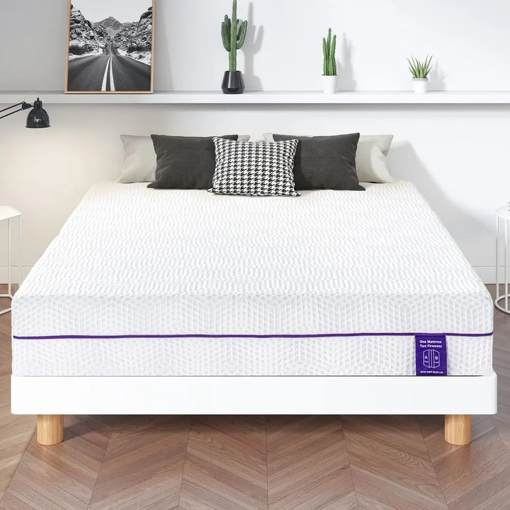Ljustra 8 Inch Queen Lavender Flippable Gel Memory Foam Mattress