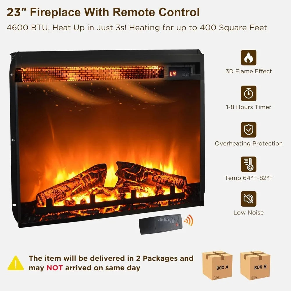 Farmhouse Fireplace TV Stand for 70 Inch TV Highboy Entertainment Center