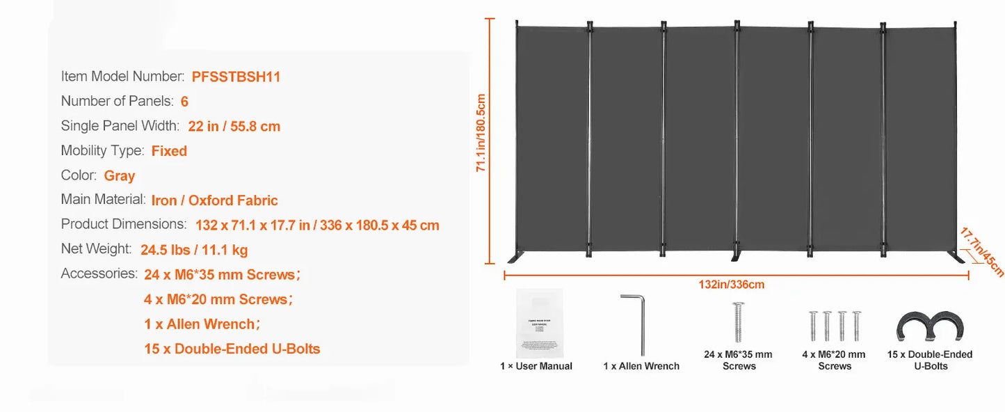Ljustra 4 Panel Room Divider Folding Privacy Screen Freestanding Partition