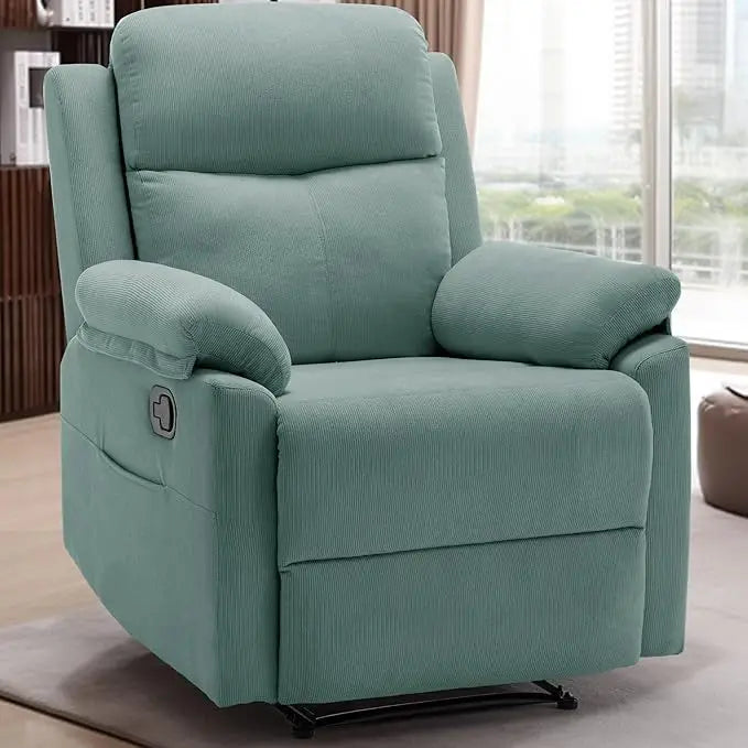 Recliner Chair for Small Spaces Upholstered Manual Recliner with Pockets