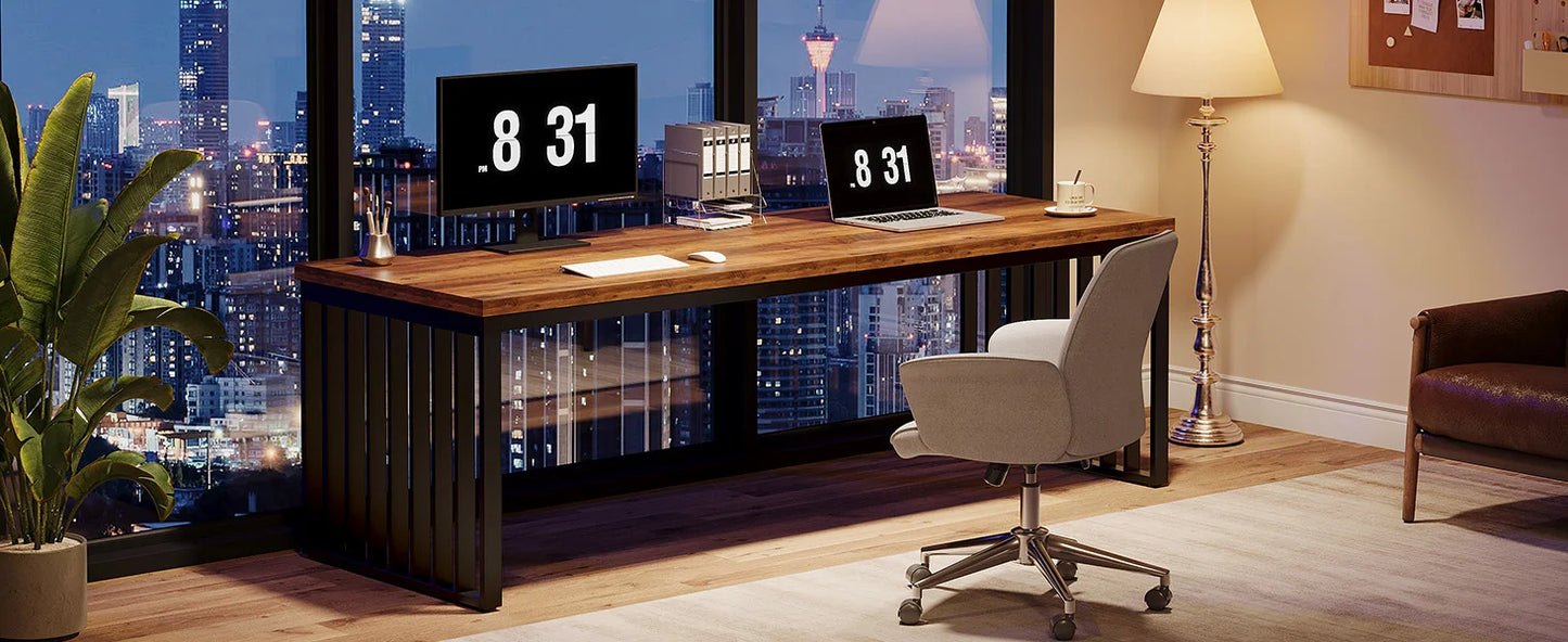 Ljustra 78 Inch Modern Office Desk Two Person Workstation Industrial Style