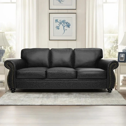 Ljustra Century Vintage Sofa Rivet Design Loveseat Couch Removable Cover