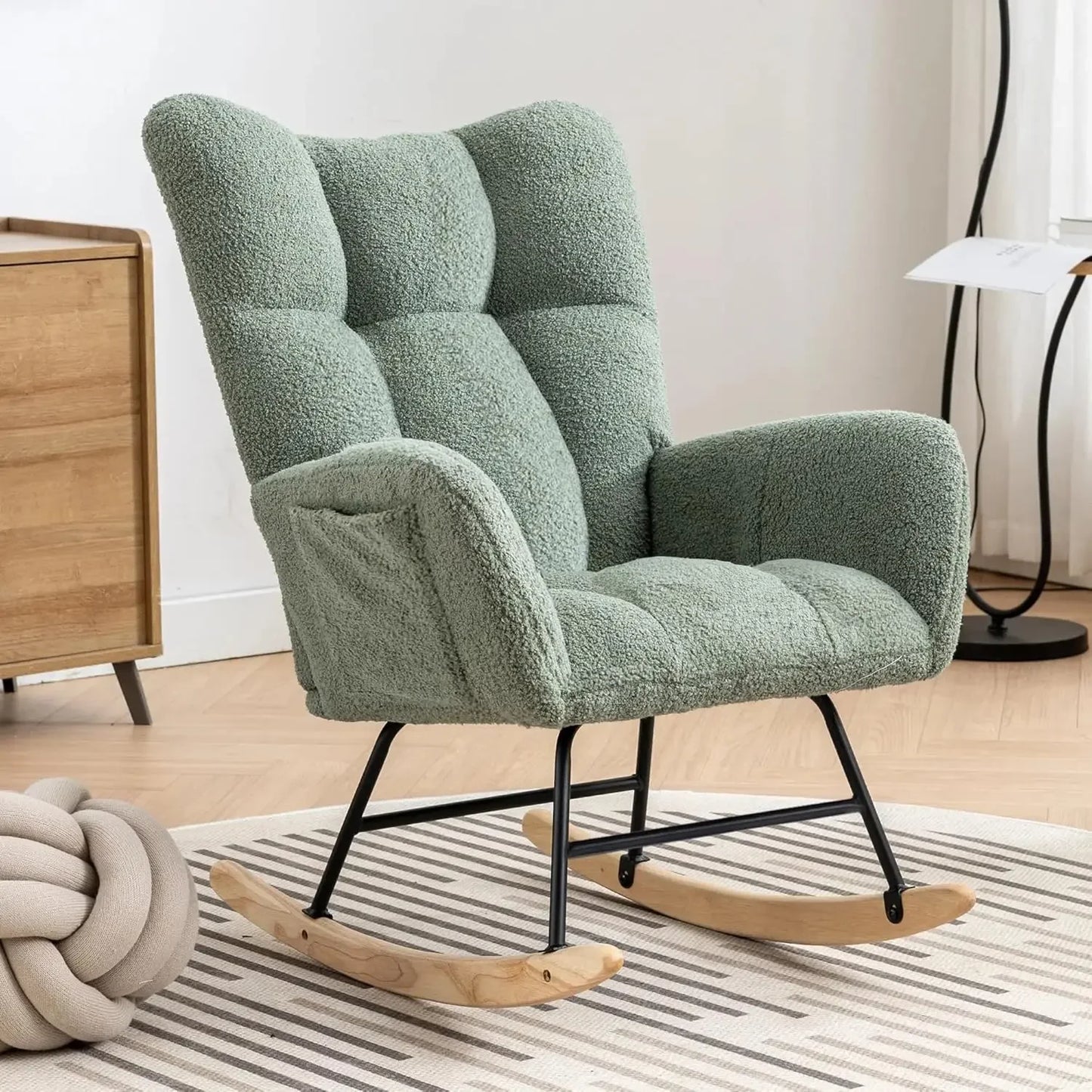 Ljustra Nursery Rocking Chair Teddy Upholstered Glider Accent Chair