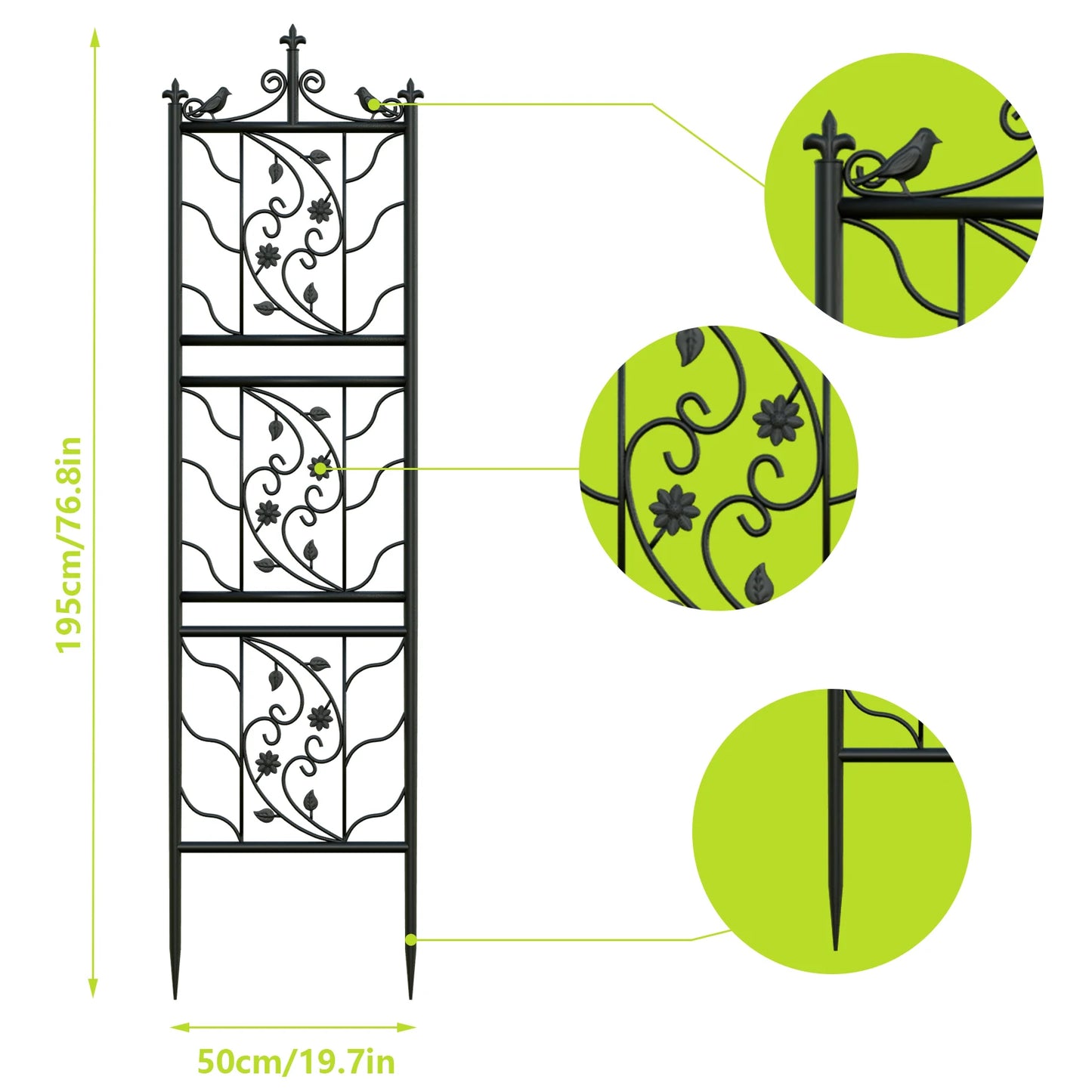 71 Inch Garden Trellis Outdoor Tall Metal Fence Lattice Panel Decor