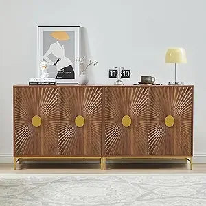 Accent Cabinet Set of 2 Luxury Carving Board Buffet Storage Sideboard