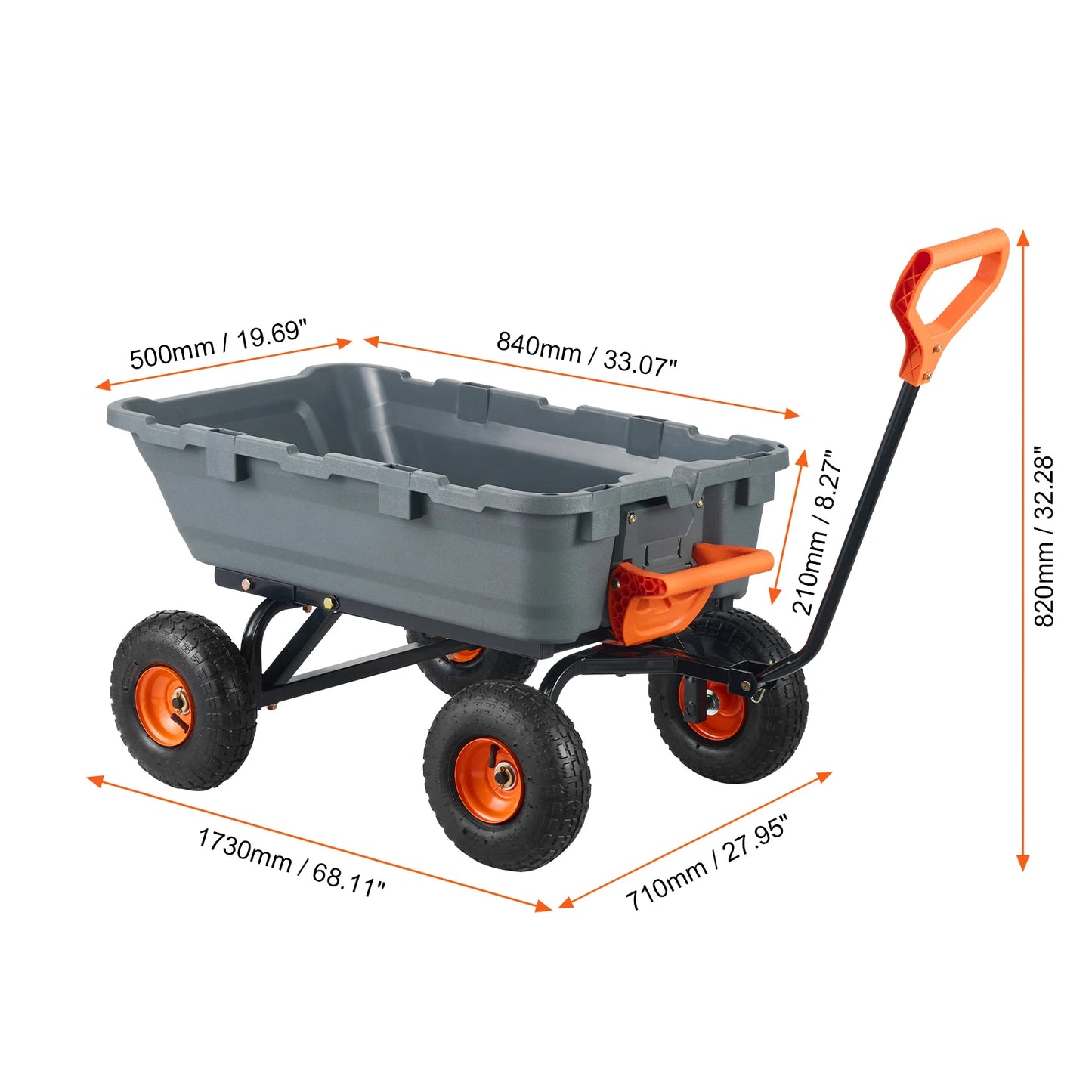 Durable Garden Dump Cart Heavy Duty Poly Wagon Steel Structure