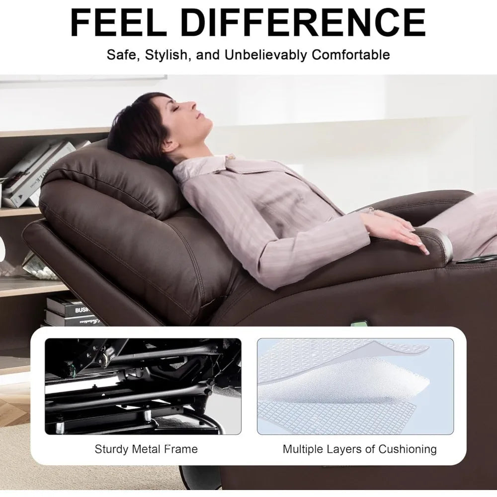 Rocker Recliner Chair with Massage and Heat 360° Swivel Cup Holder