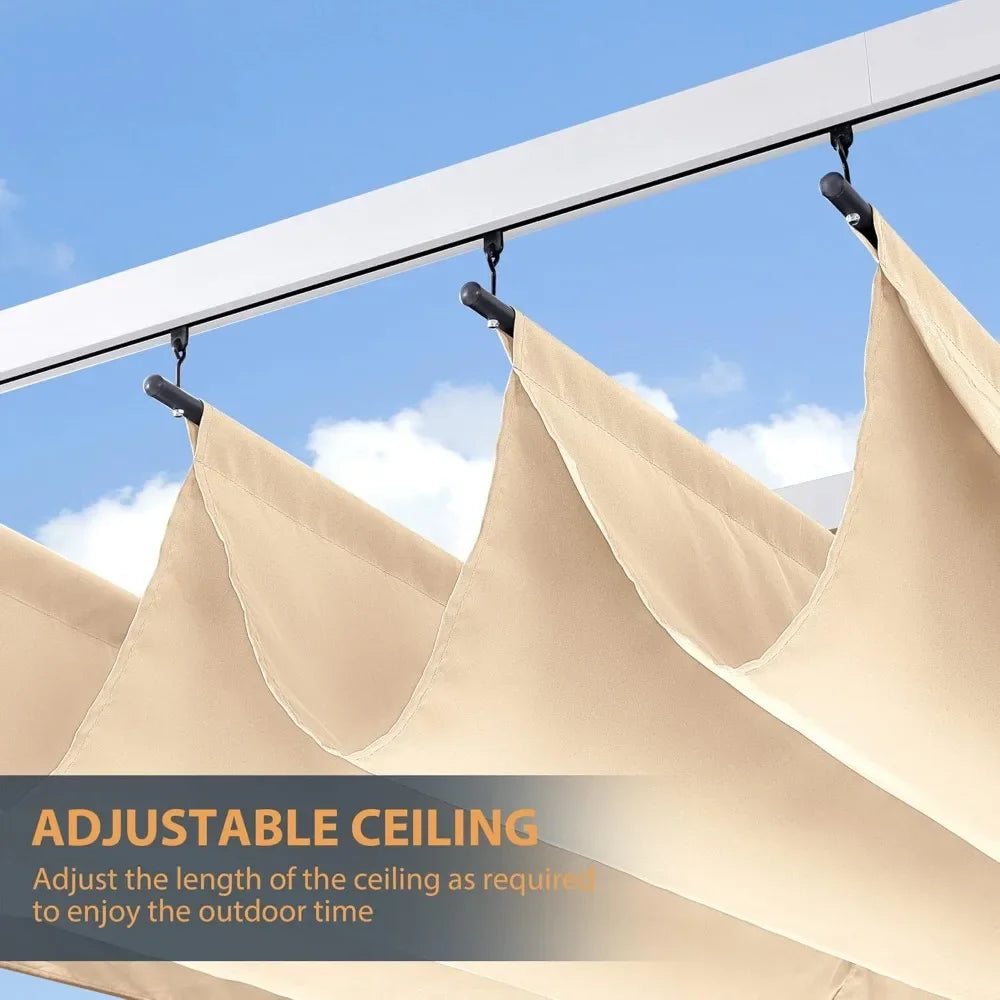 10x10 Retractable Pergola Canopy for Patios Gardens Backyards