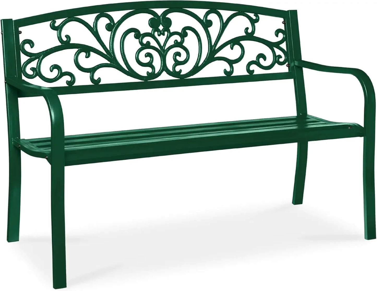 Ljustra Outdoor Steel Garden Bench with Floral Design Backrest