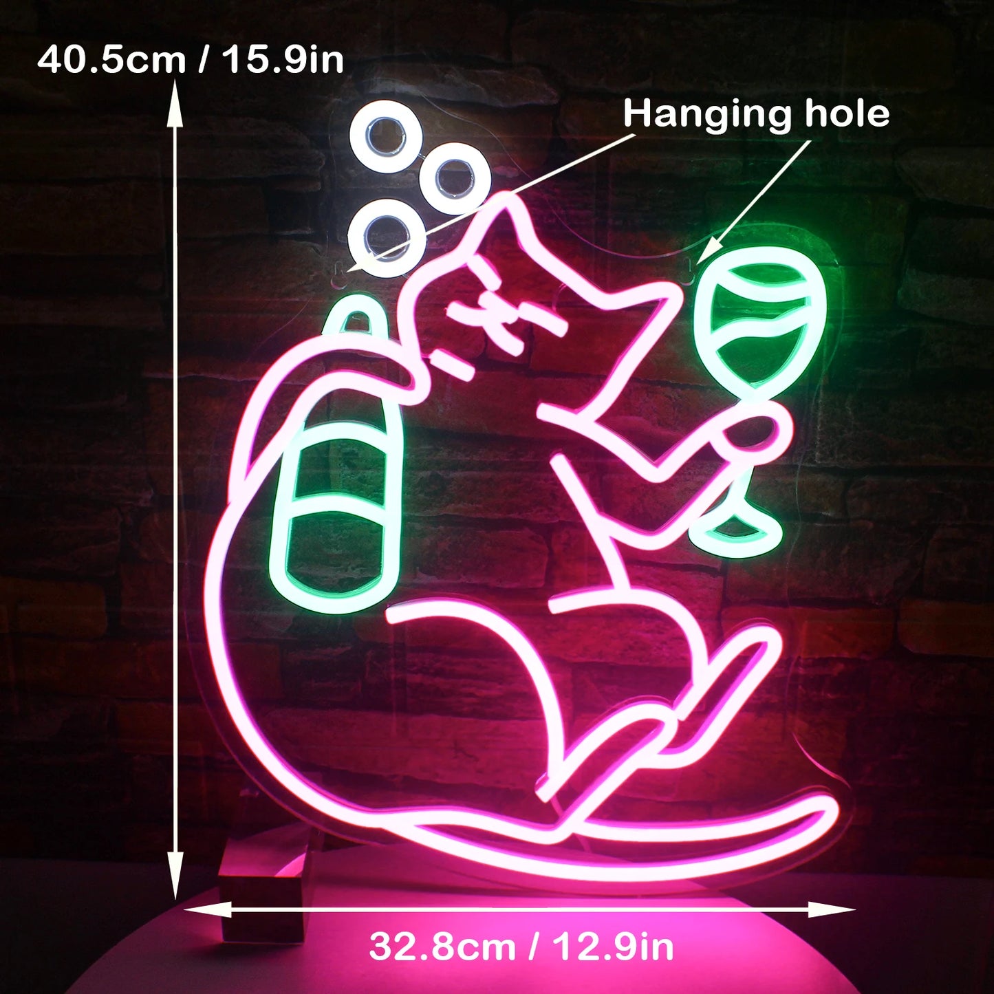 Dimmable Drinking Cat Neon Sign Wall Art Decor LED Birthday Gift