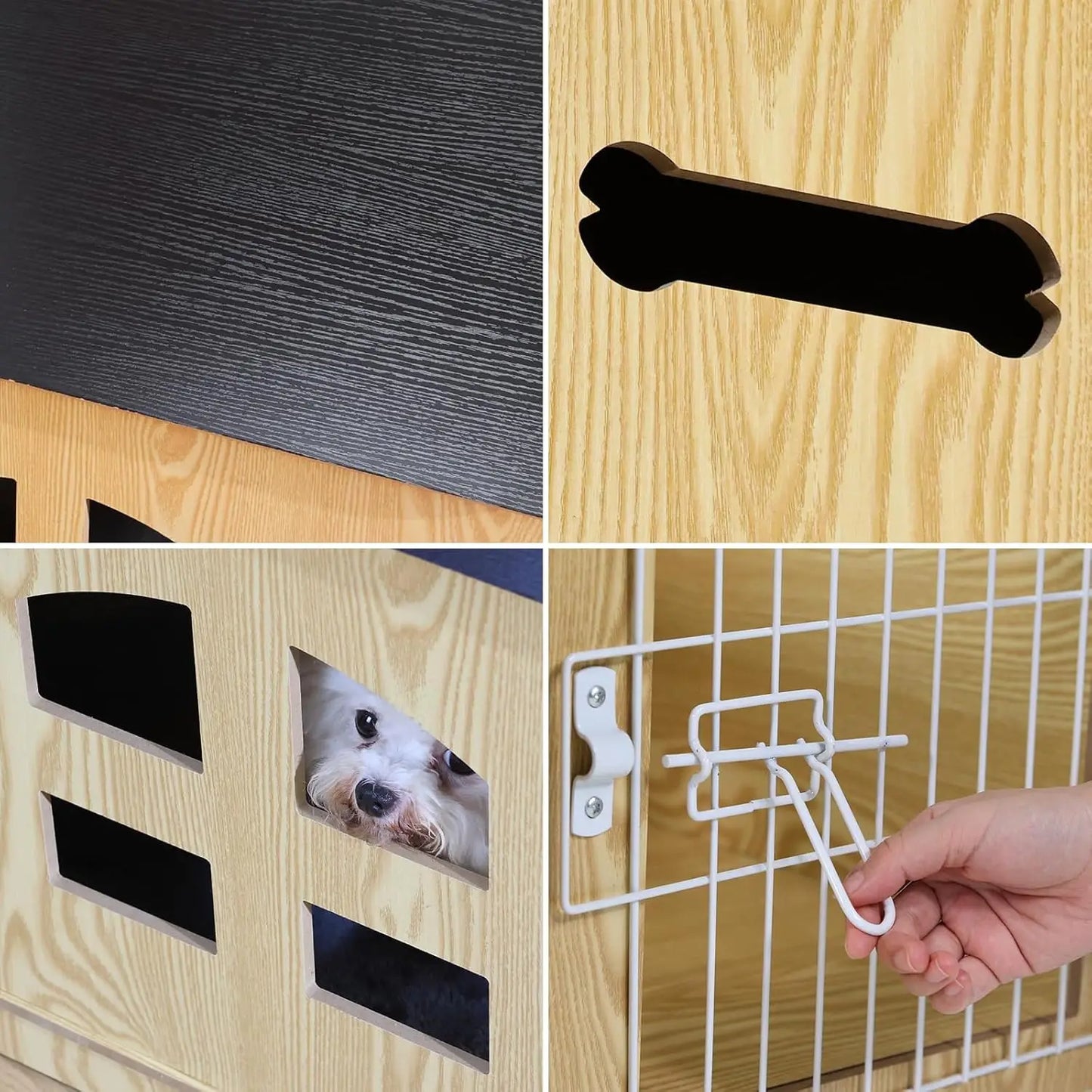 Cozy Wooden Indoor Dog House for Small Dogs and Cats with Air Vents