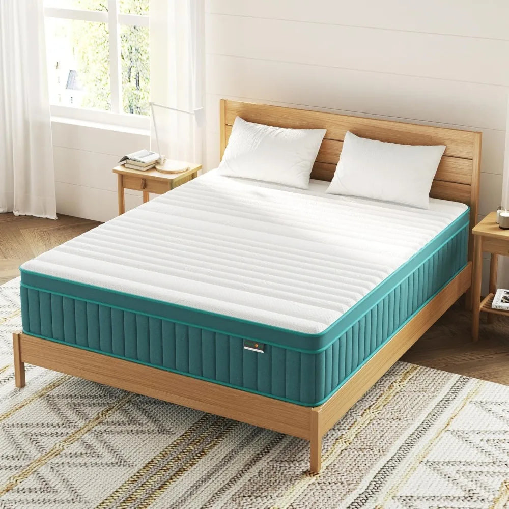 Ljustra Firm Queen Mattress 14 Inch Cooling Gel Memory Foam Hybrid