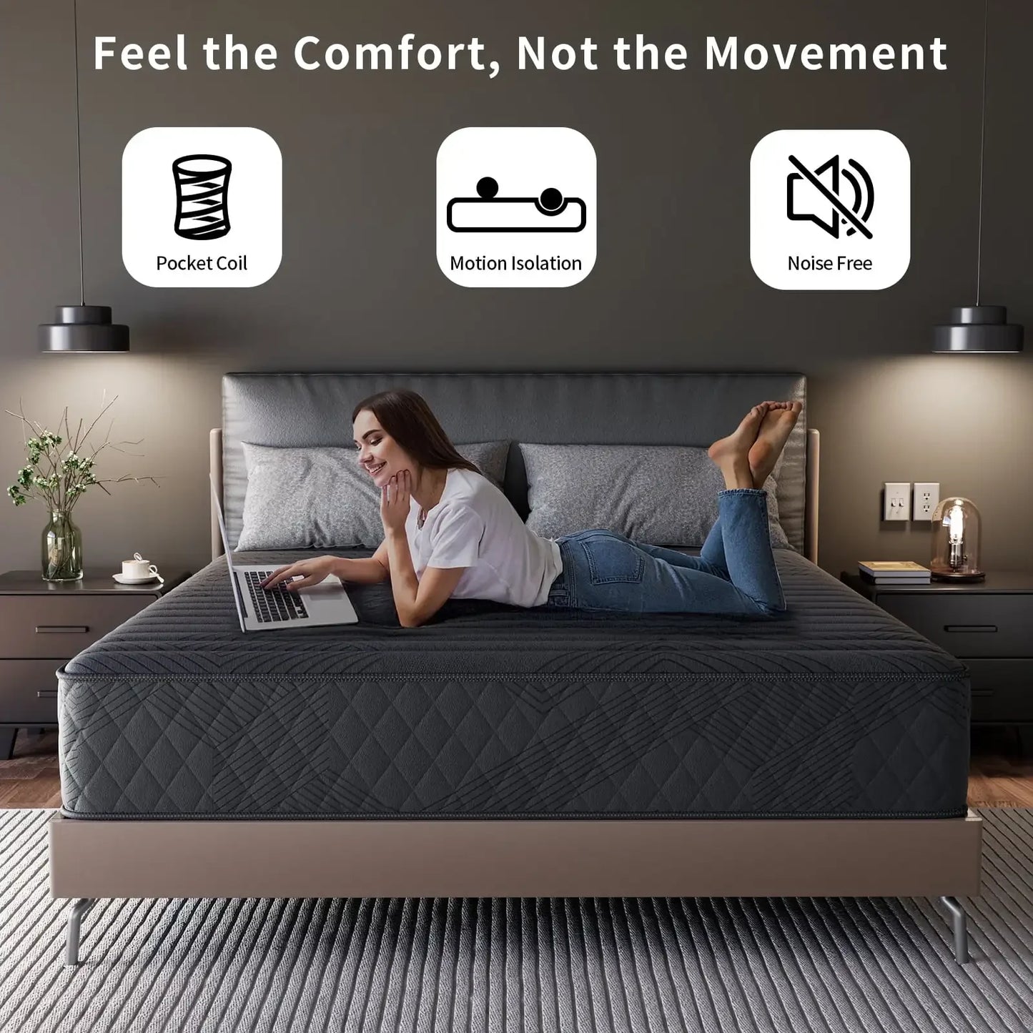 Ljustra Queen Mattress 10 Inch Hybrid Cooling Gel Memory Foam