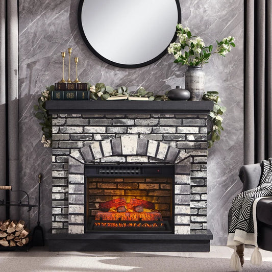 42 Inch Electric Fireplace Mantel TV Stand Freestanding Heater Adjustable Flame