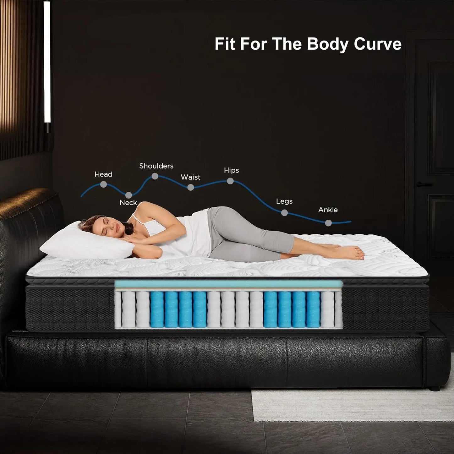 Ljustra Twin 12 Inch Pillow Top Memory Foam Pocket Spring Mattress