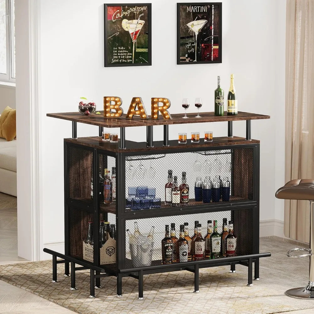 Home Bar Unit Mini Liquor Table Cabinet Compact Stylish Storage