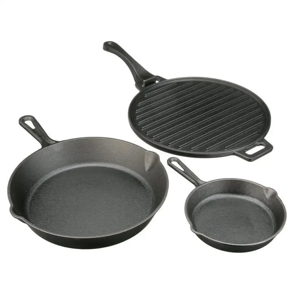 Ljustra Pre-Seasoned Cast Iron Skillet Set 4-Piece Griddle Cooking