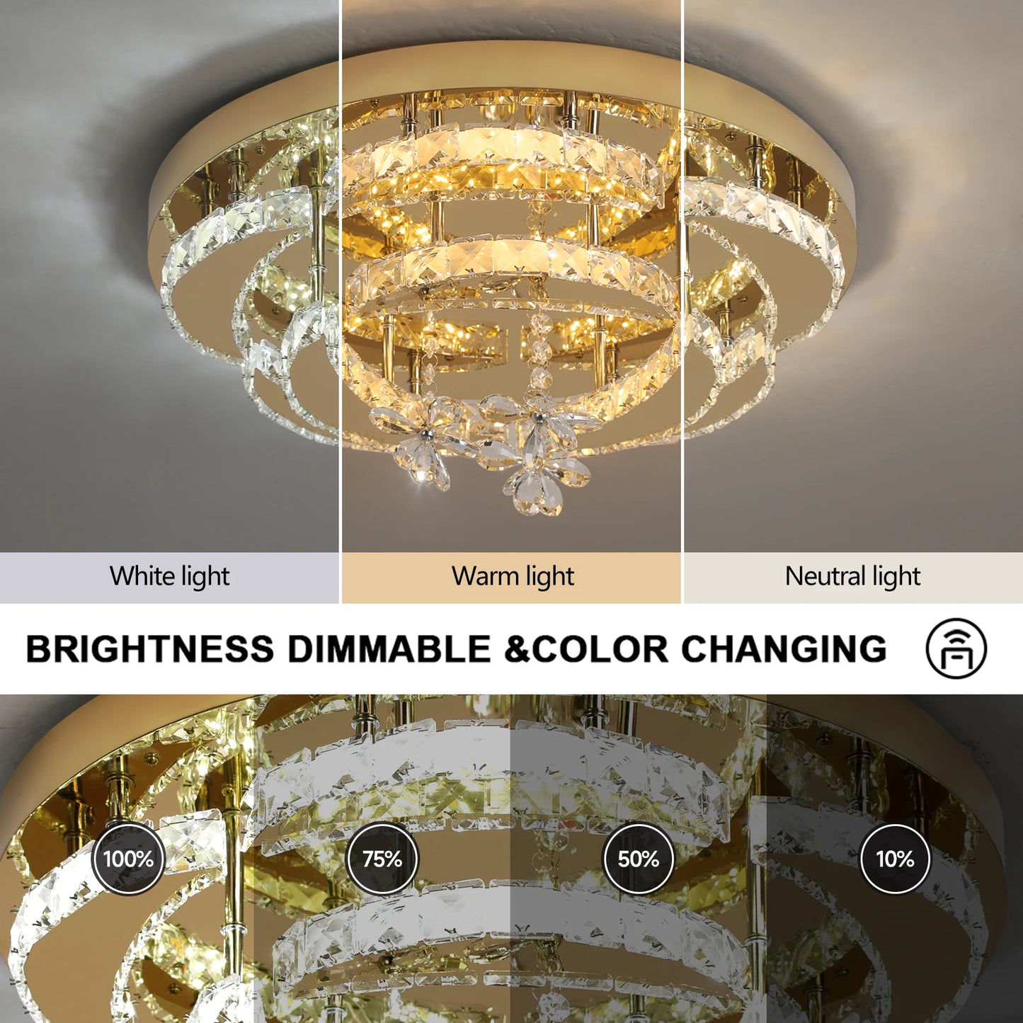 Modern Crystal Drop Chandelier LED Ceiling Light Home Decor