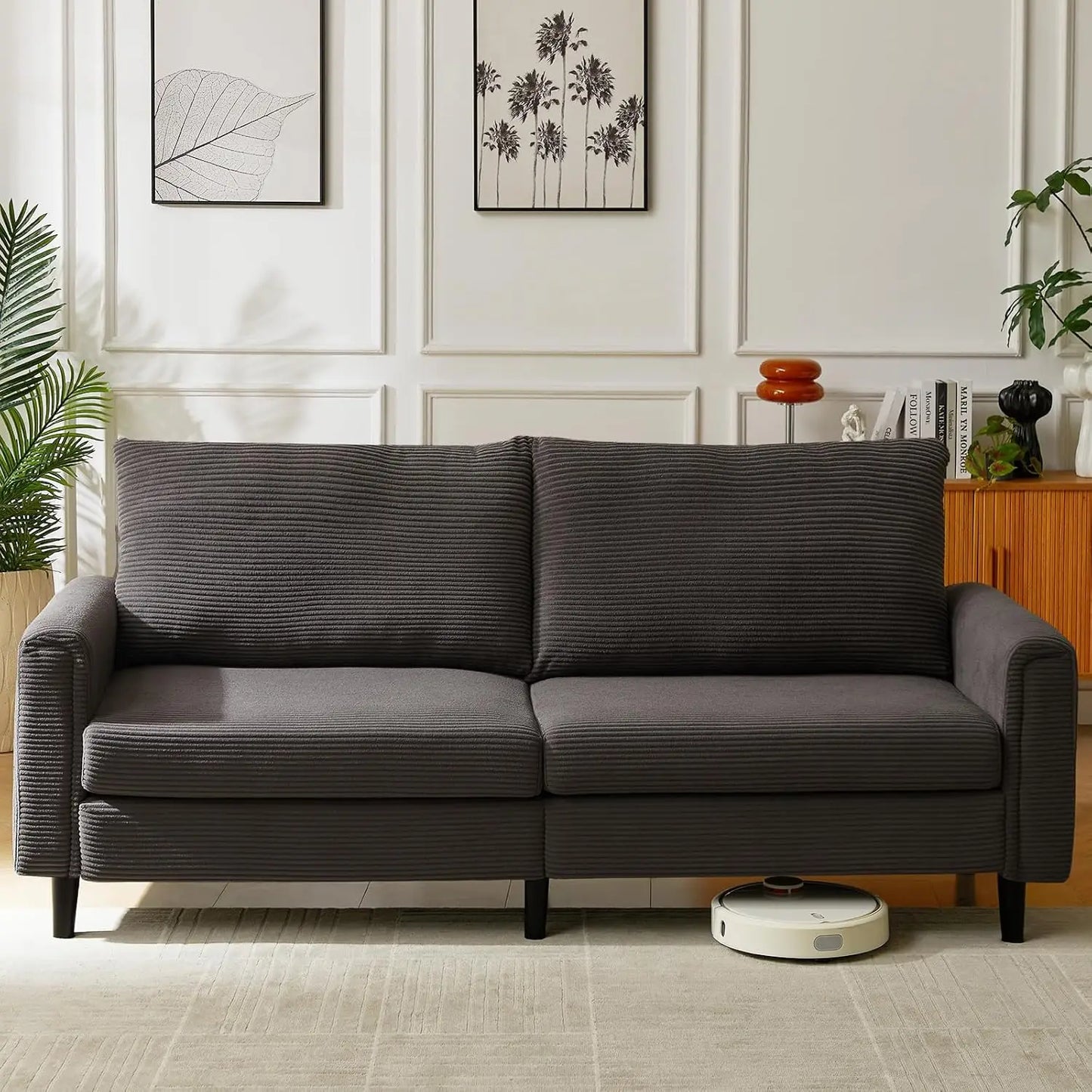 Corduroy Sofa Couch Adjustable Seat Depth 75"–142" Small-XL Couch 4-Seater Love