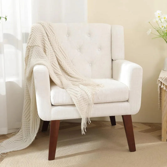 Ljustra Button-Tufted Accent Chair Mid Century Modern Upholstered