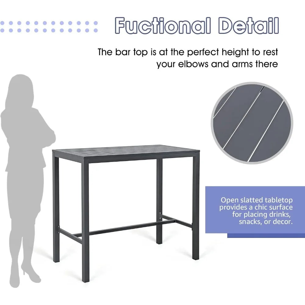 Ljustra Bar Table High Top Aluminum Frame Indoor Outdoor Pub Table