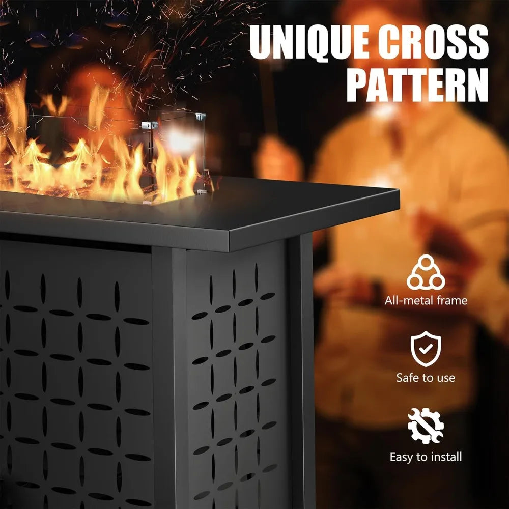 43 Inch Gas Fire Pit Table 50000 BTU Outdoor Rectangular Propane Firepit