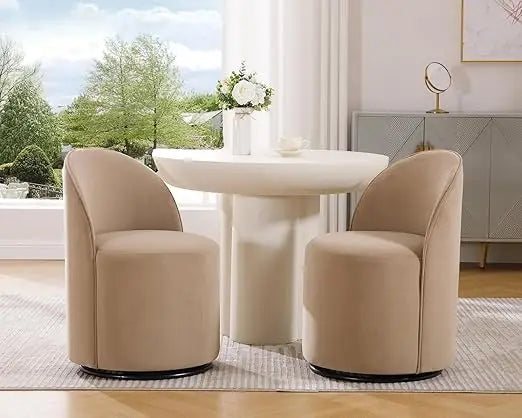 Swivel Barrel Dining Chairs Set of 2 Mid Century Modern Accent Armchairs