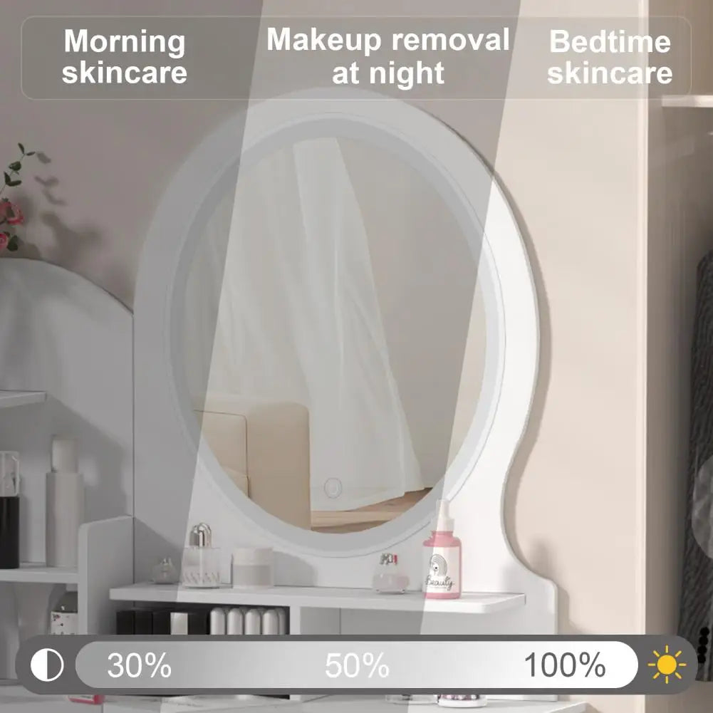 Makeup Desk with Mirror Large Vanity Table Storage 4 Drawers Light