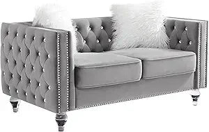 Ljustra 58" Velvet Loveseat Sofa Couch Modern Button Tufted 2 Seater