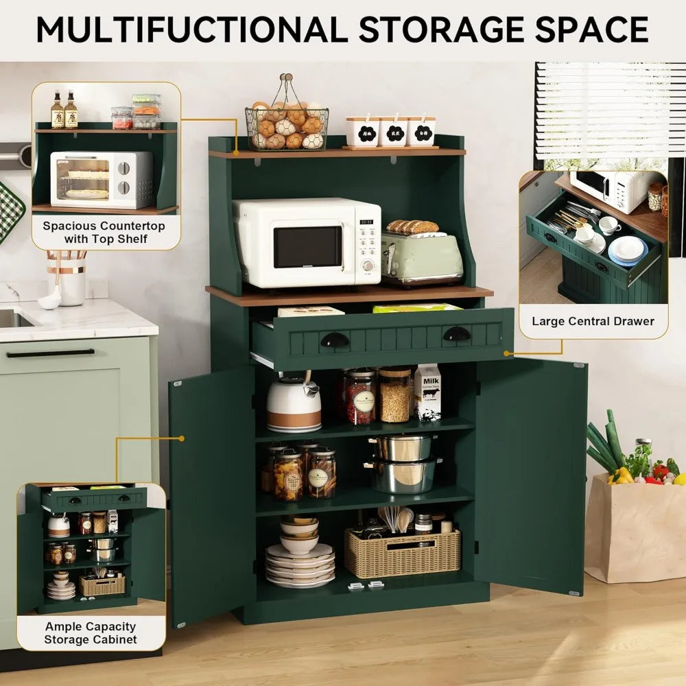 Ljustra Microwave Cabinet Stand Storage Hutch Adjustable Shelves Kitchen