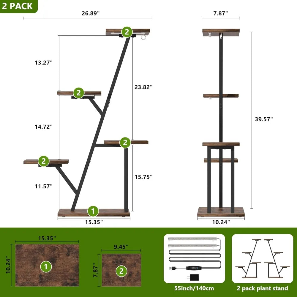 Plant Stand with Grow Light Indoor 5 Tier Corner Shelf for Multiple Plants