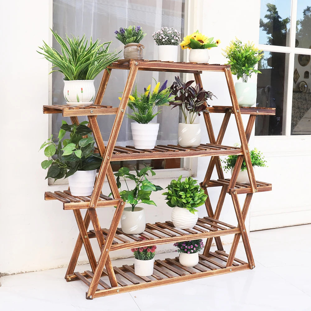 Extra Large Multi Tier Wood Flower Rack Plant Stand Indoor Outdoor