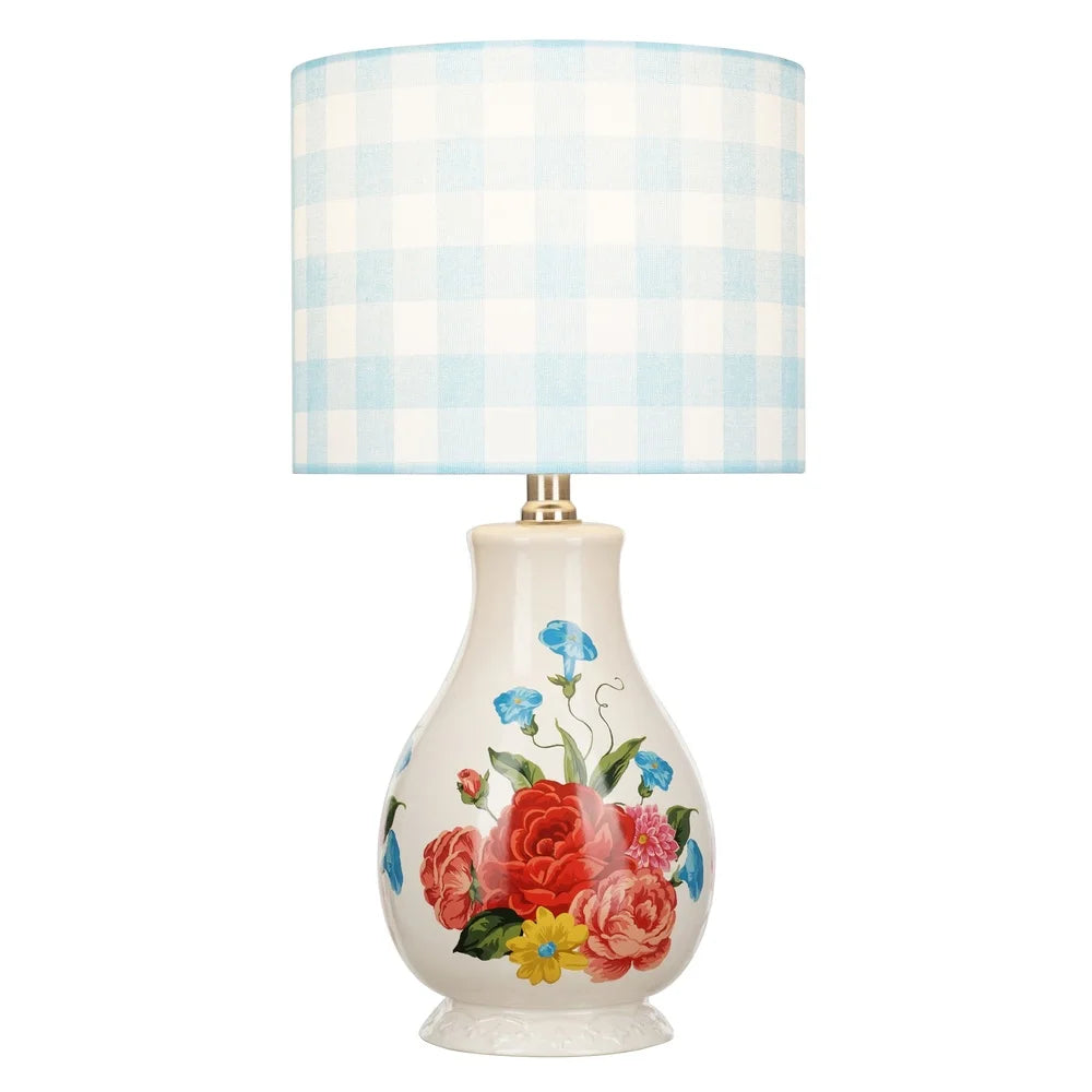 Ceramic Floral Design Table Lamp Energy Efficient Rustic Home Decor