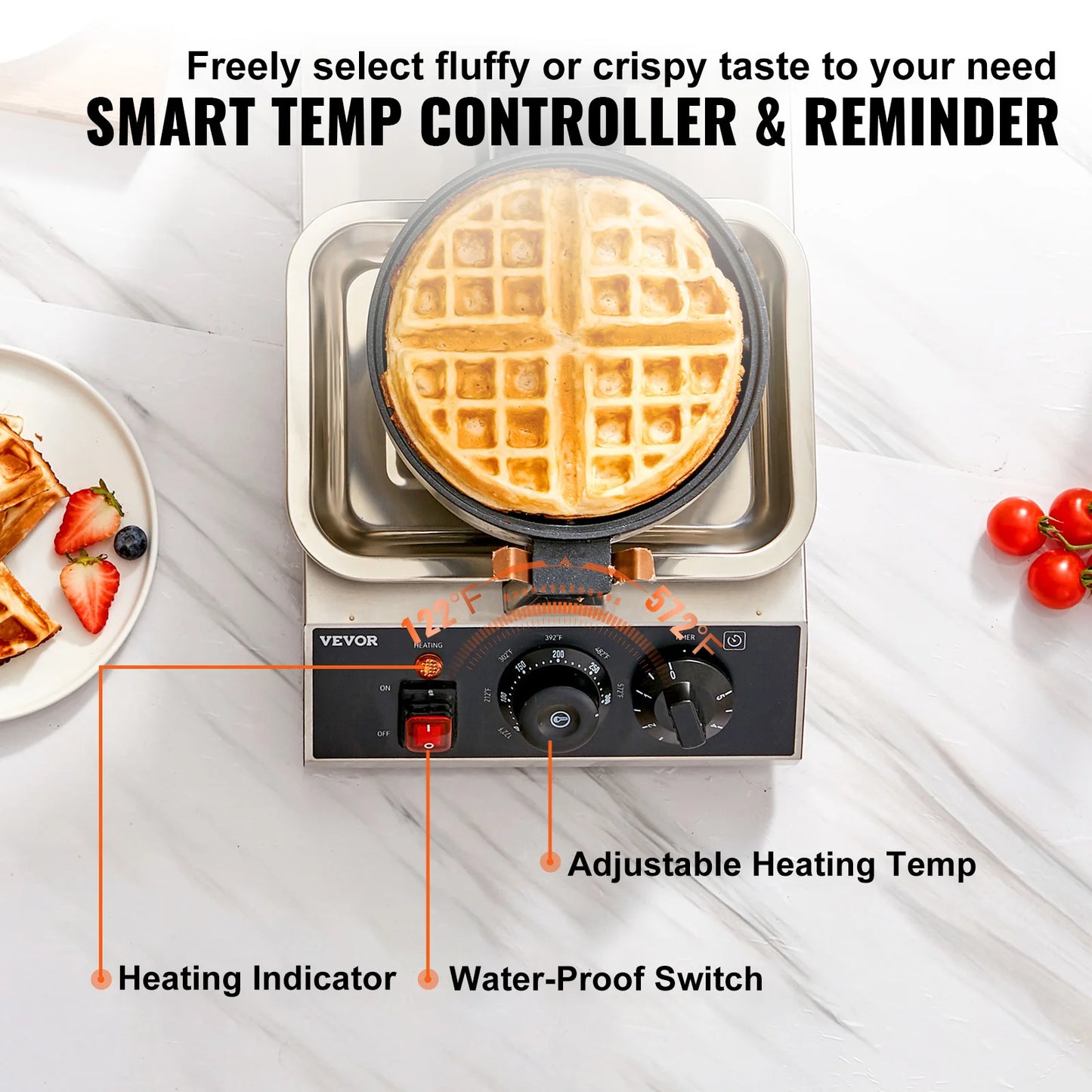 SucceBuy Electric Waffle Maker Non-Stick Stainless Steel Waffle Iron