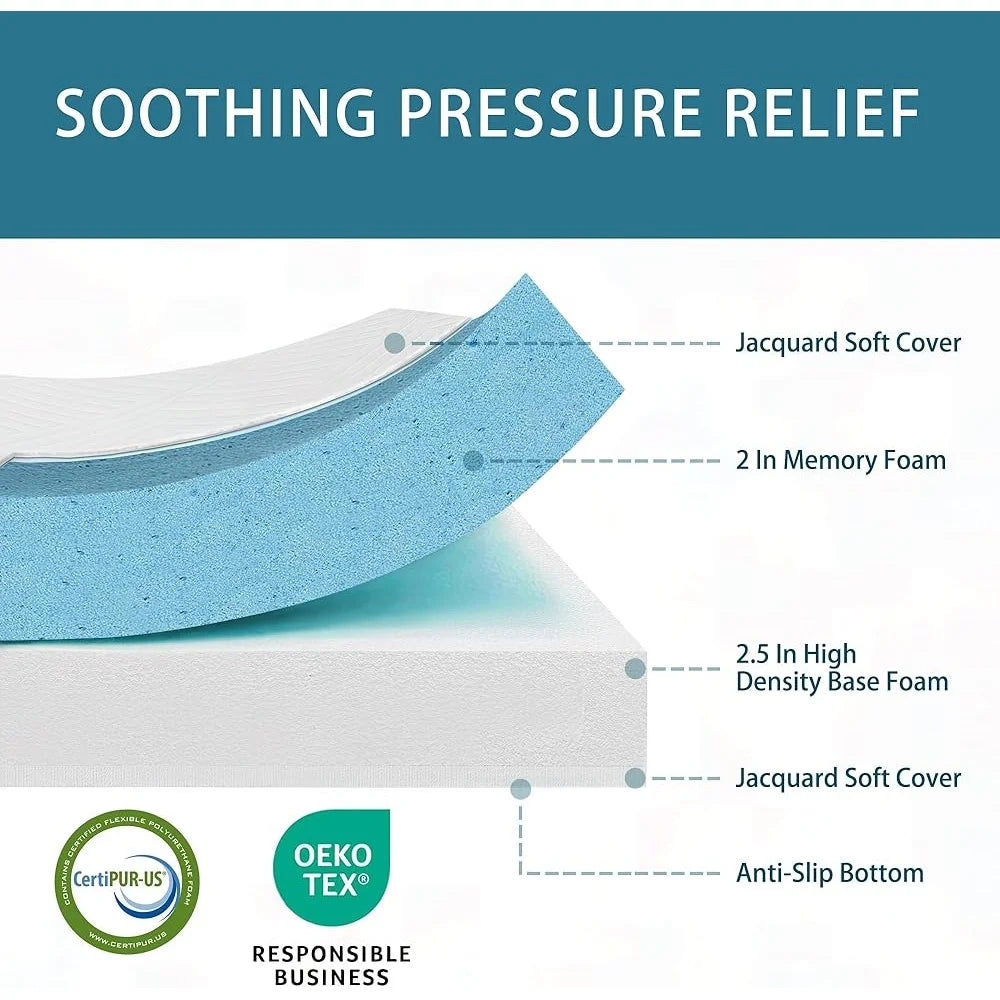 Ljustra 4.5 Inch Memory Foam Replacement Mattress Full Size Sofa Bed