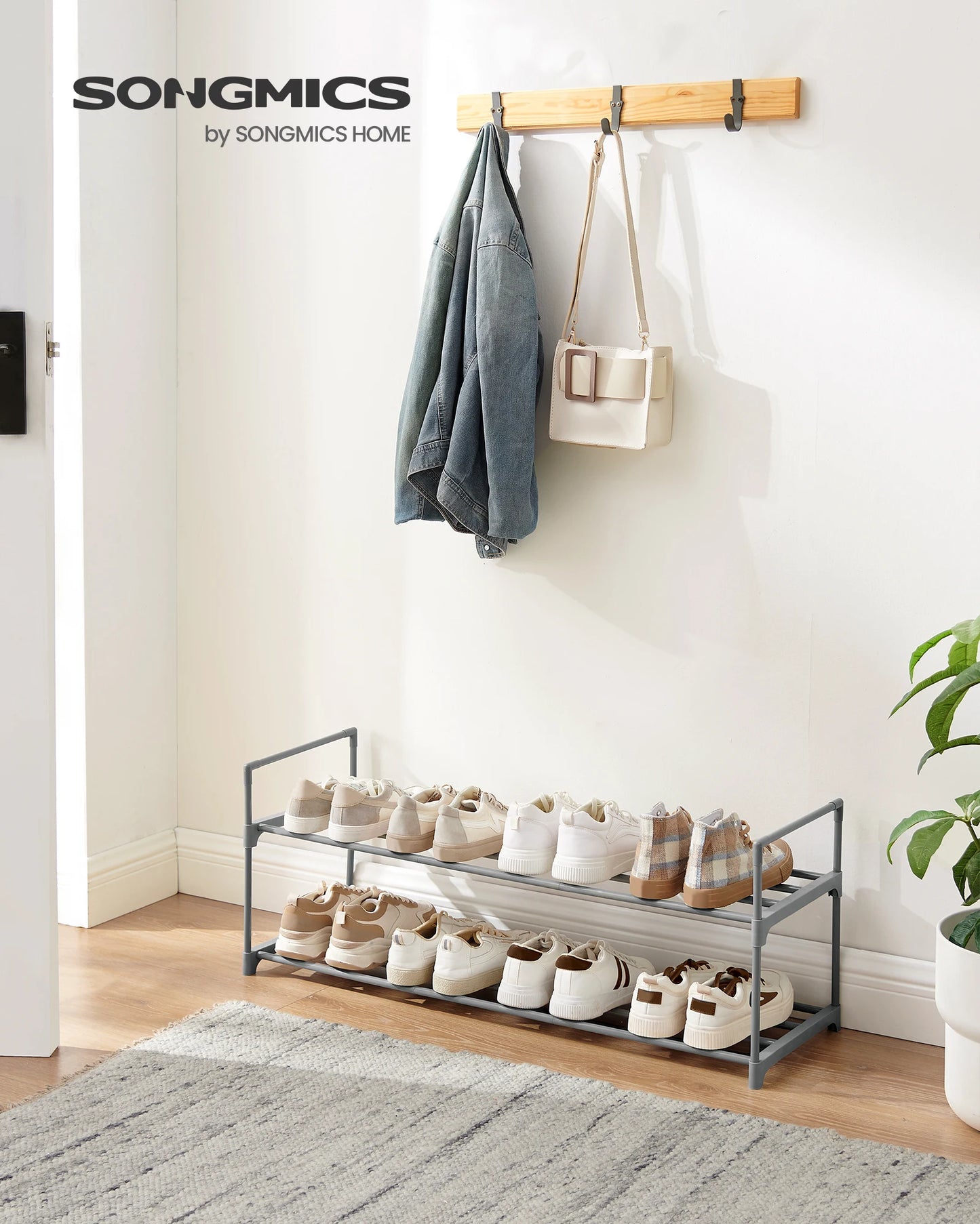 Ljustra 2-Tier Shoe Rack Organizer Metal Storage Shelf for 10 Pairs