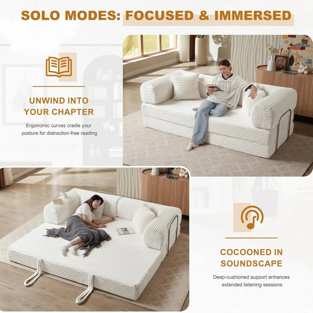 Ljustra 4-in-1 Sofa Bed Oversized Corduroy Sleeper Sofa Loveseat