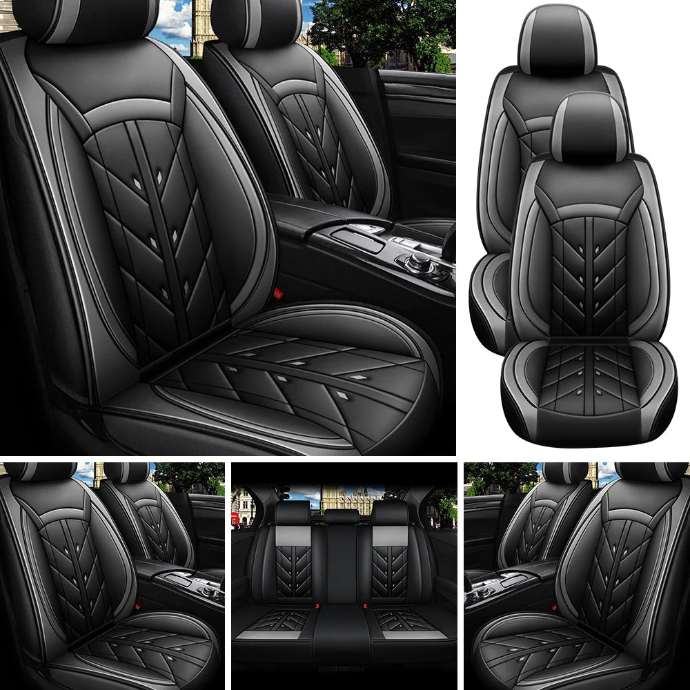 5-Seater Universal Car Seat Cover Waterproof PU Leather Full Set