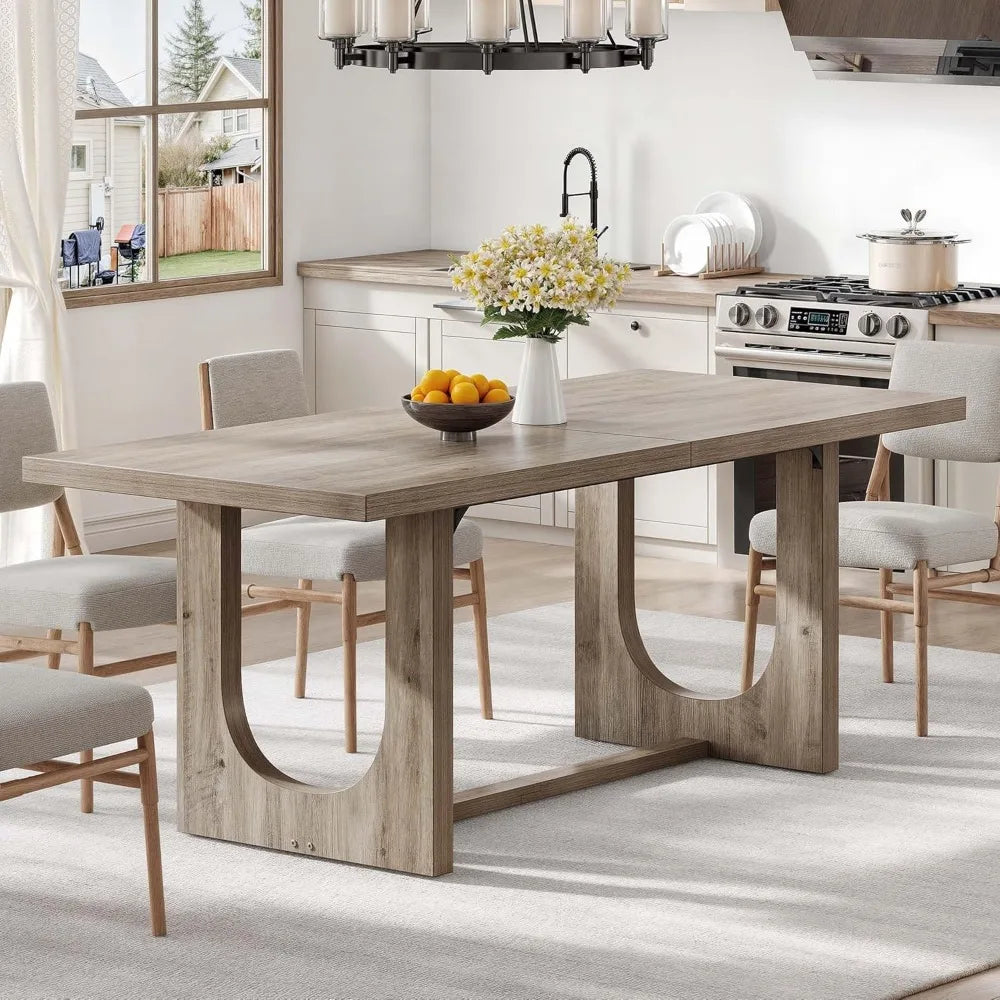 Large Rectangle Dining Table for 6-8 People Farmhouse Kitchen Table