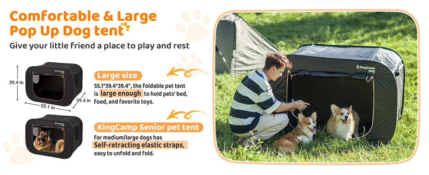 KingCamp Large Dog Tent Portable Pet Play Tent Indoor Outdoor Use