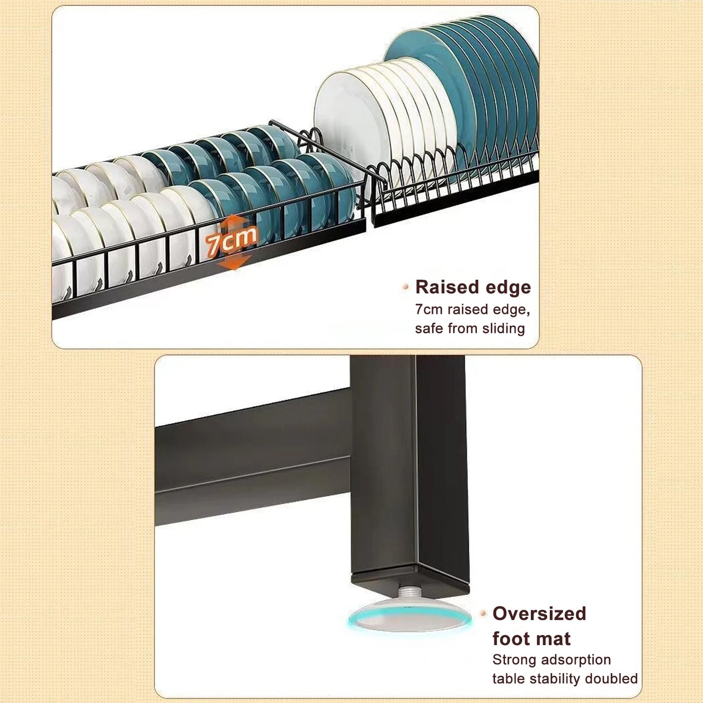 2 Tier Kitchen Storage Shelf Over Sink Adjustable Dish Drying Rack