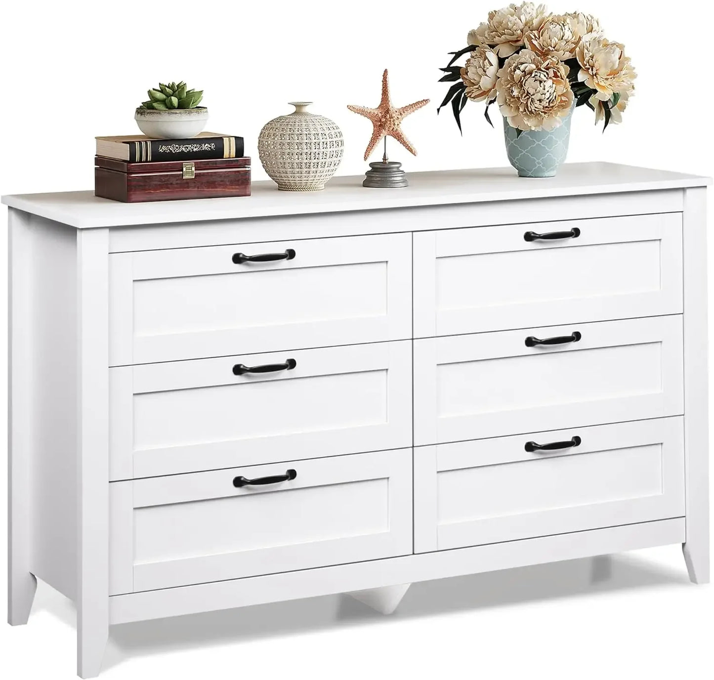 6 Drawer Retro Chest of Drawers Storage Cabinet for Bedroom Living Room