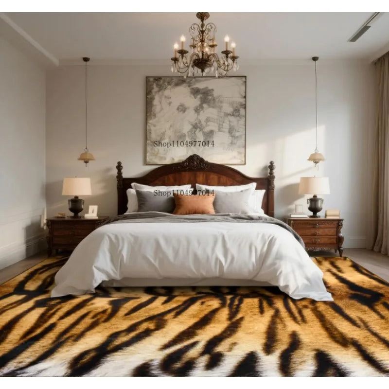 Abstract Tiger Print Non-Slip Rug for Bedroom Dining Room Decor