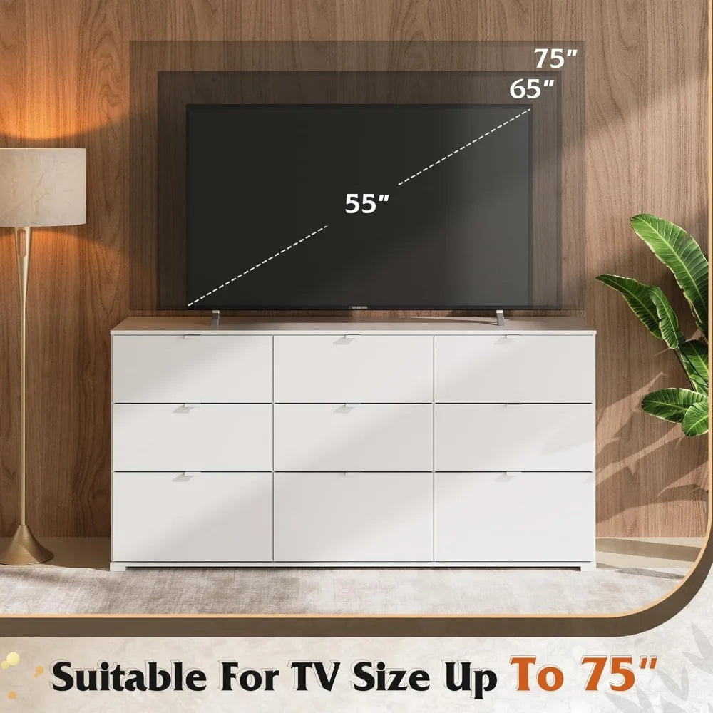 Ljustra Modern 9 Drawer Dresser Chest Large Wood Storage Organizer