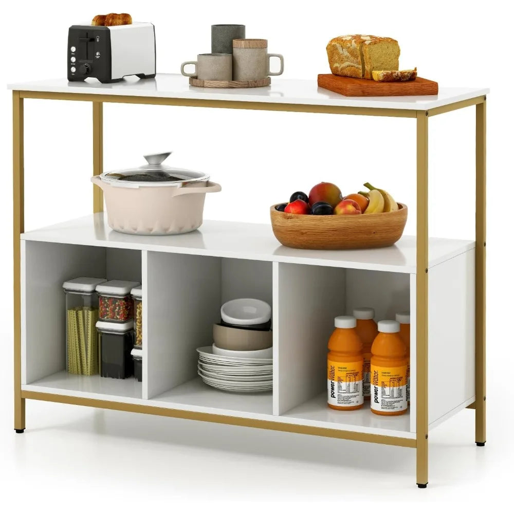 Buffet Cabinet Sideboard Storage Open Shelf 3 Cubbies Modern Table