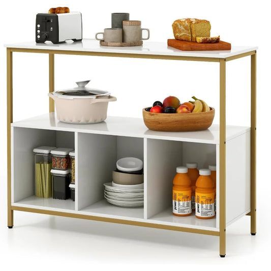 Buffet Cabinet Sideboard Storage Open Shelf 3 Cubbies Modern Table