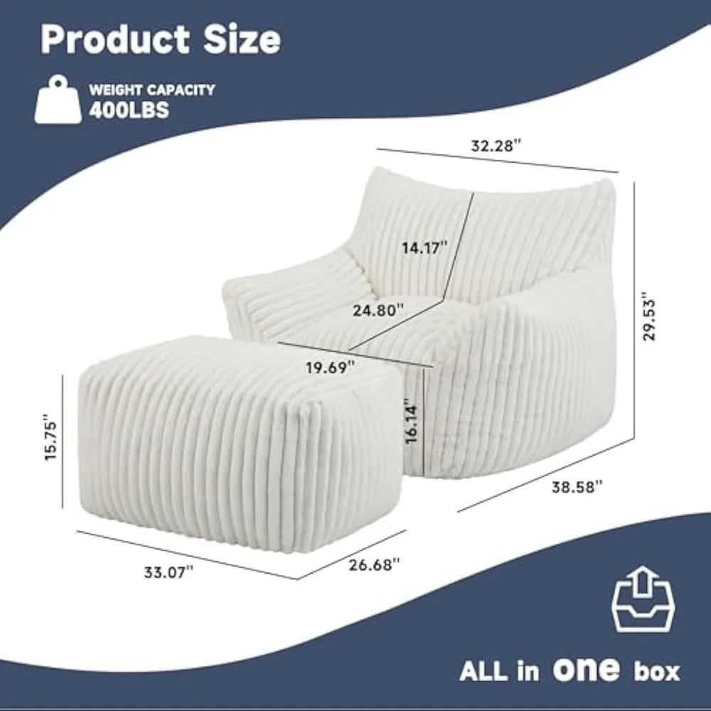 Ljustra Giant Bean Bag Chair Oversized Memory Foam Lounge Couch