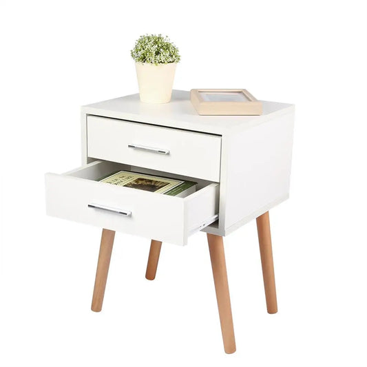 Ljustra Modern Storage Unit Bedside Table with Two Drawers Nightstand