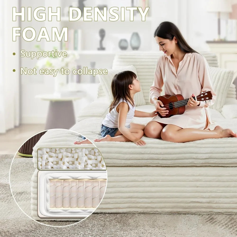 Oversized Chaise Lounge Sofa Chair Corduroy Memory Foam Reading Chair